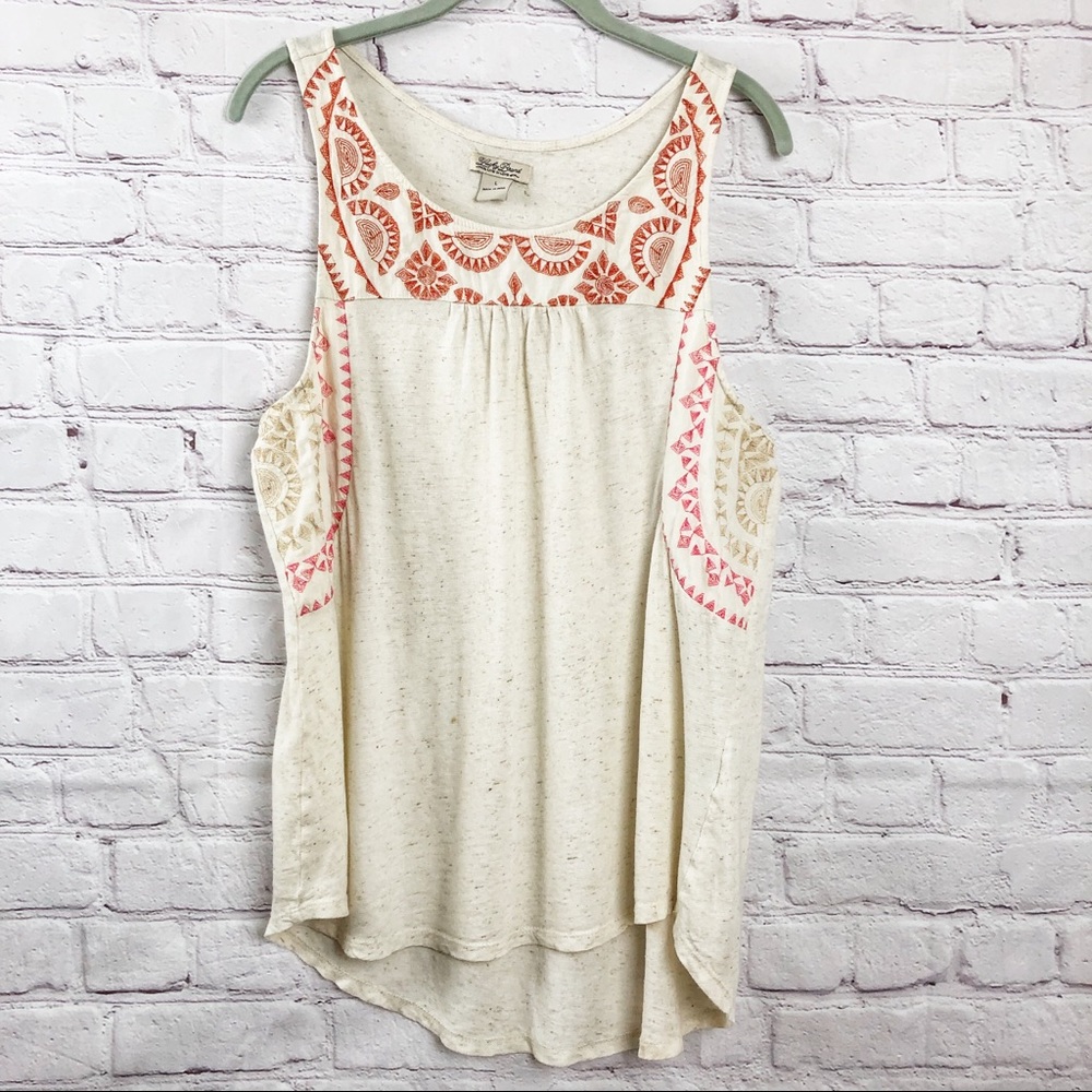 Lucky Brand Embroidered Tank.